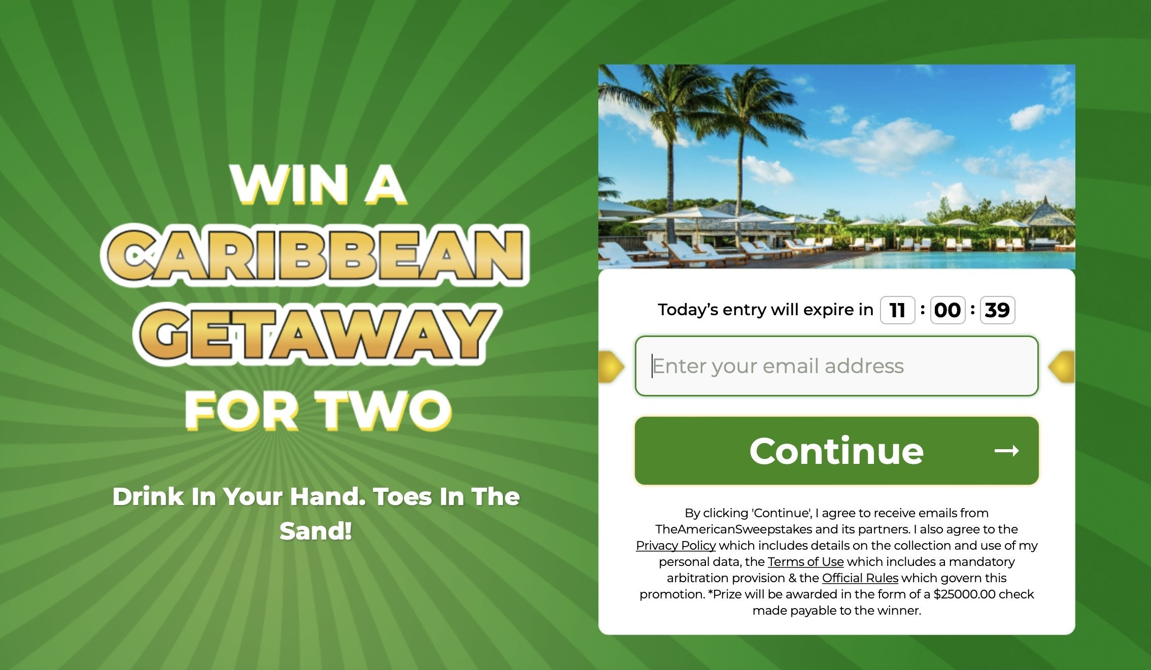 Get a chance for a dream getaway by only email!